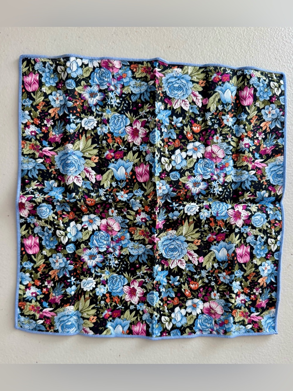 Men’s Floral Pocket Square. Harrison Blake Apparel. 9in By 9in. Gently Used